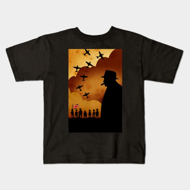 Winston Churchill Kids T-Shirt by artofdel